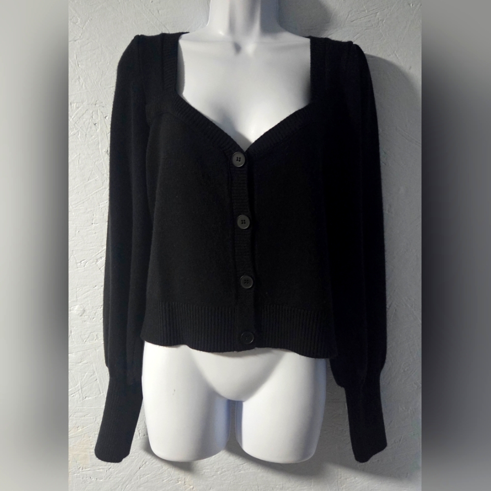 French Connection Black Sweetheart Neck Cardigan - Medium